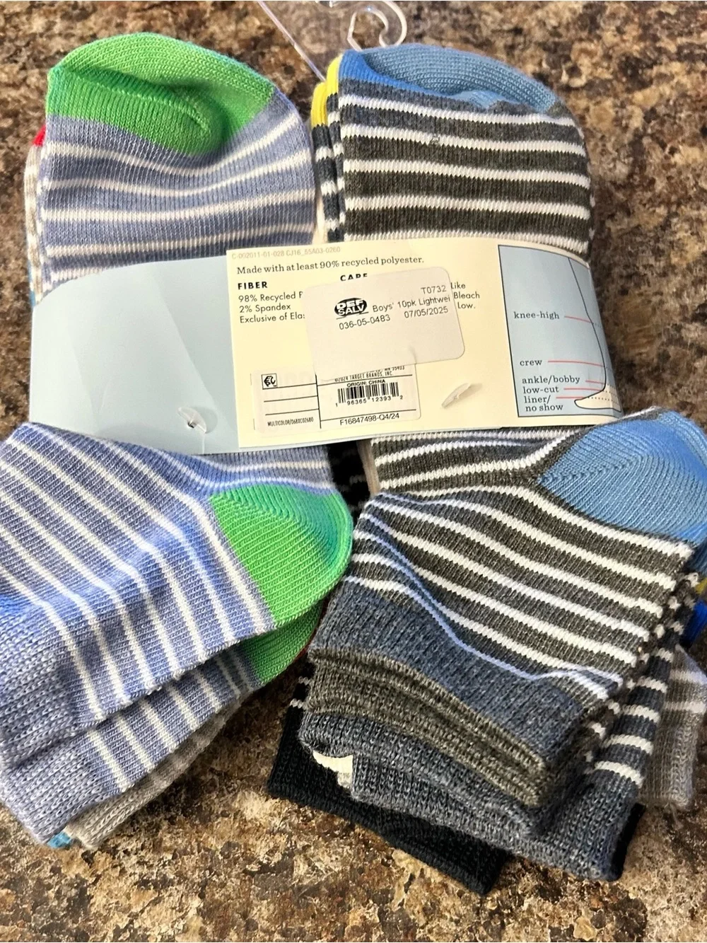 Boys' 9pk Lightweight Striped Ankle Socks - Cat & Jack L (3-10) New